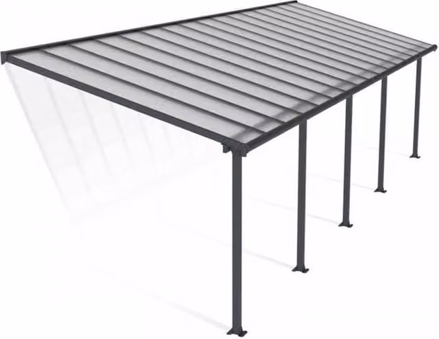 Palram Olympia Patio Cover in Grey and Transparent Polycarbonate, W: 300 cm, D: 980 cm, H: 305 cm