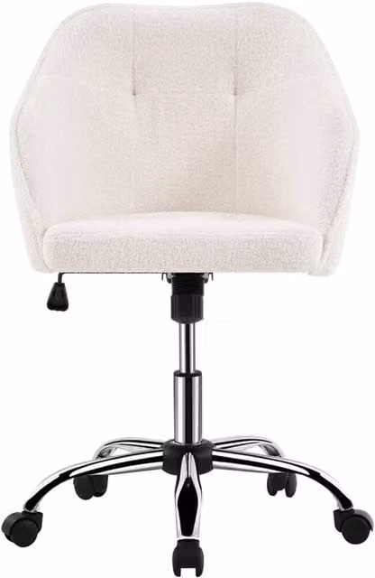 Kelvenix Modern Bouclé Upholstered Task Chair in Beige and White