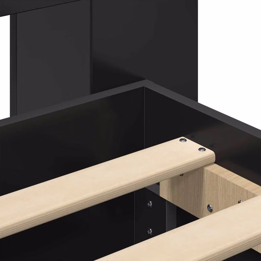 Berkfield Home Modern Bed Frame with Storage Drawers in Black, Engineered Wood, W/D/H: 150 x 200 cm – 4