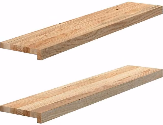 Berkfield Home Solid Oak Wood Window Sills, 2 Pack, Brown, W: 100 cm, D: 20 cm, H: 2 cm