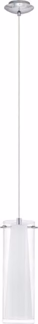 Loops Chrome Plated Pendant Light with White and Transparent Glass Shade, E27, 1x60W