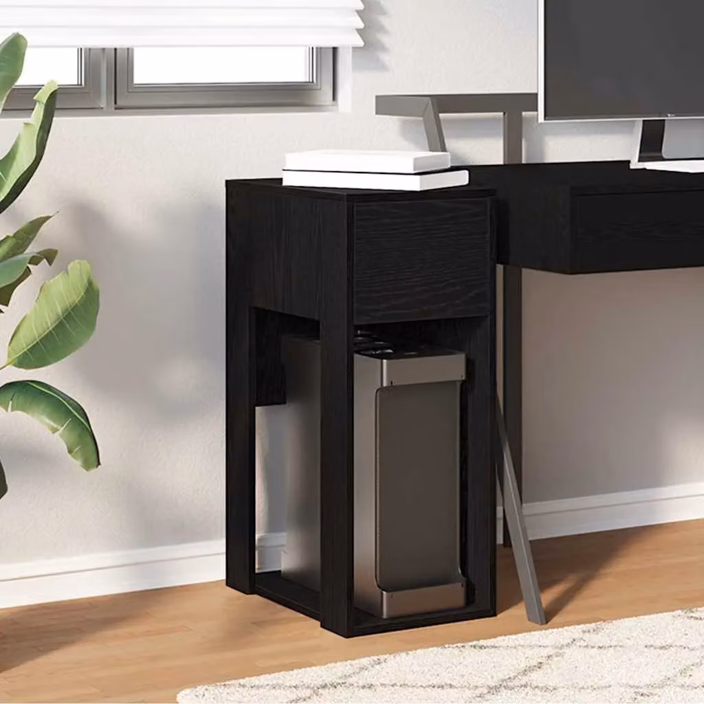 Berkfield Home Computer Tower Stand with Drawer, Black, W/D/H: 30 x 44 x 74 cm – 3