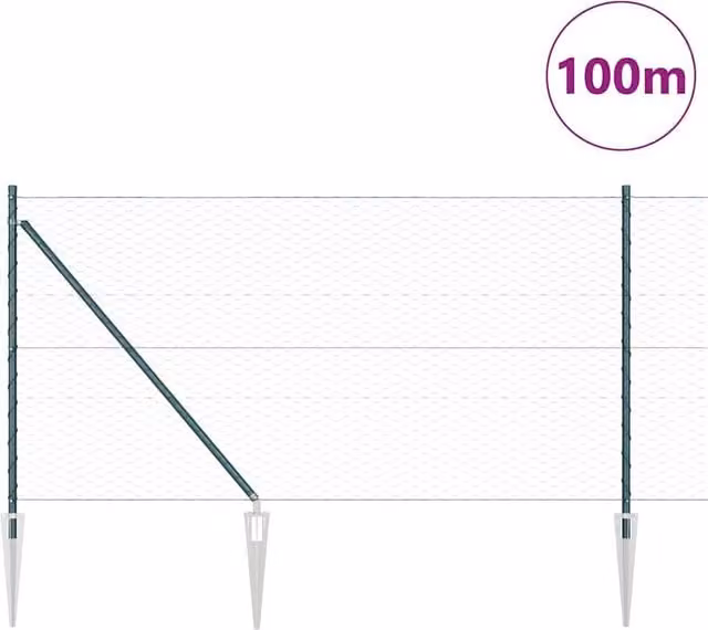 Berkfield Home Green Steel Hexagon Fence, 1 x 100 m