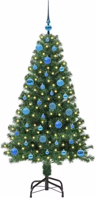 Berkfield Home Green Artificial Christmas Tree with 150 LEDs and Stand, Height: 150 cm