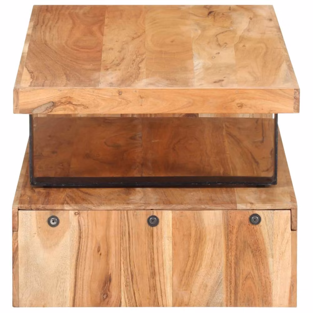 Berkfield Home 2 Piece Nested Coffee Table Set in Brown Solid Acacia Wood – 3