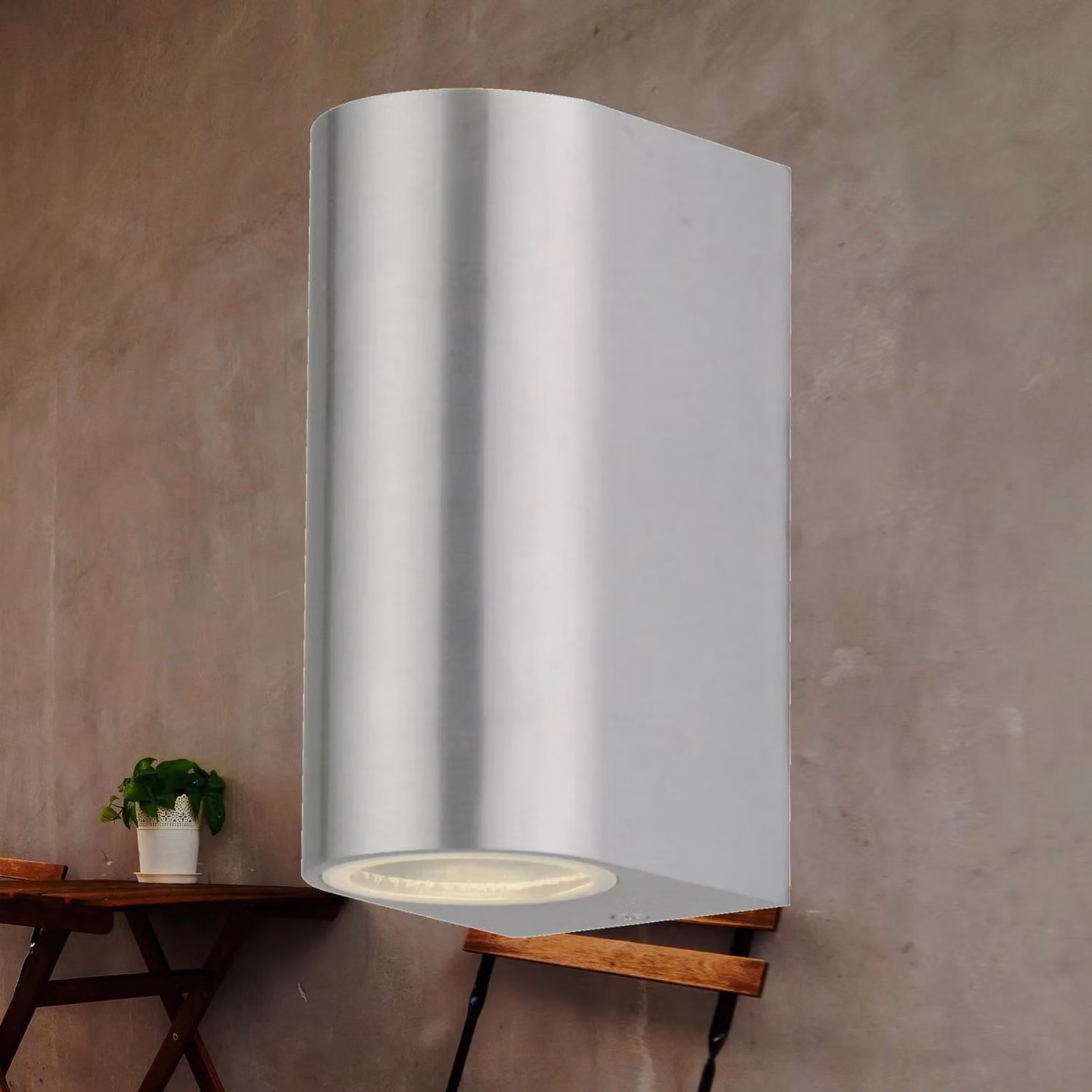 First Choice Lighting Drayton Brushed Aluminium Outdoor Twin Wall Light in Silver – 3