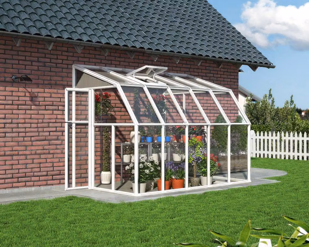 Palram Lean To Greenhouse Sun Room in White, L324 x W200.5 x H247 cm – 3