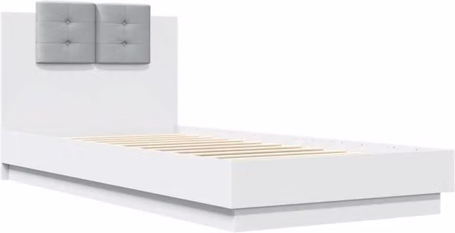 Berkfield Home Durable Bed Frame with Under-Bed LED Lighting in White, W/D/H: 90 x 200 cm – 1