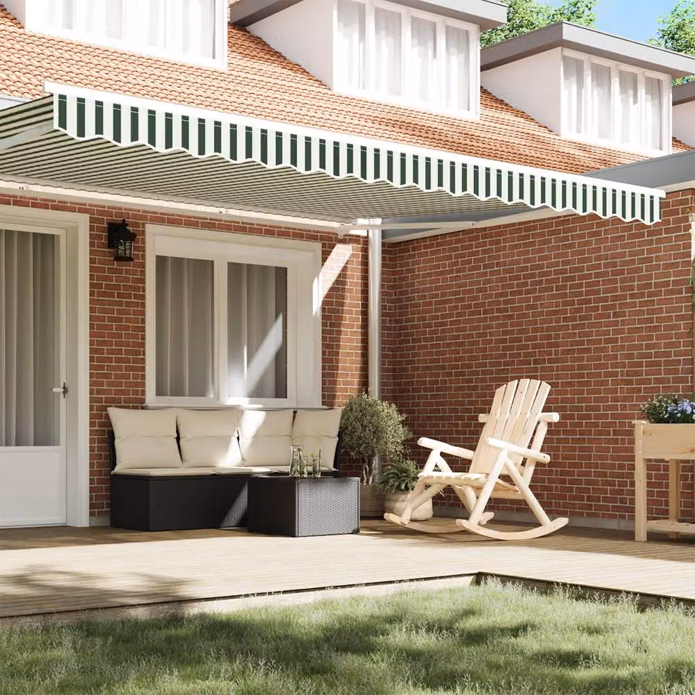 Berkfield Home Awning Valance for 4.5 m Frame, Green and White, W: 4.3 m, H: 0.2 m – 3