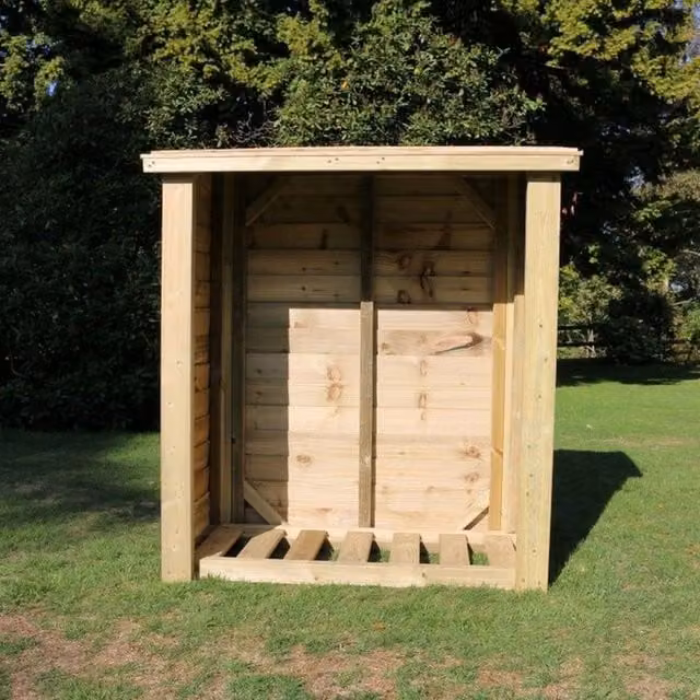 Churnet Valley Garden Furniture Ltd Heavy Duty Slatted Log Store in Brown, H 150 cm x W 120 cm x D 60 cm
