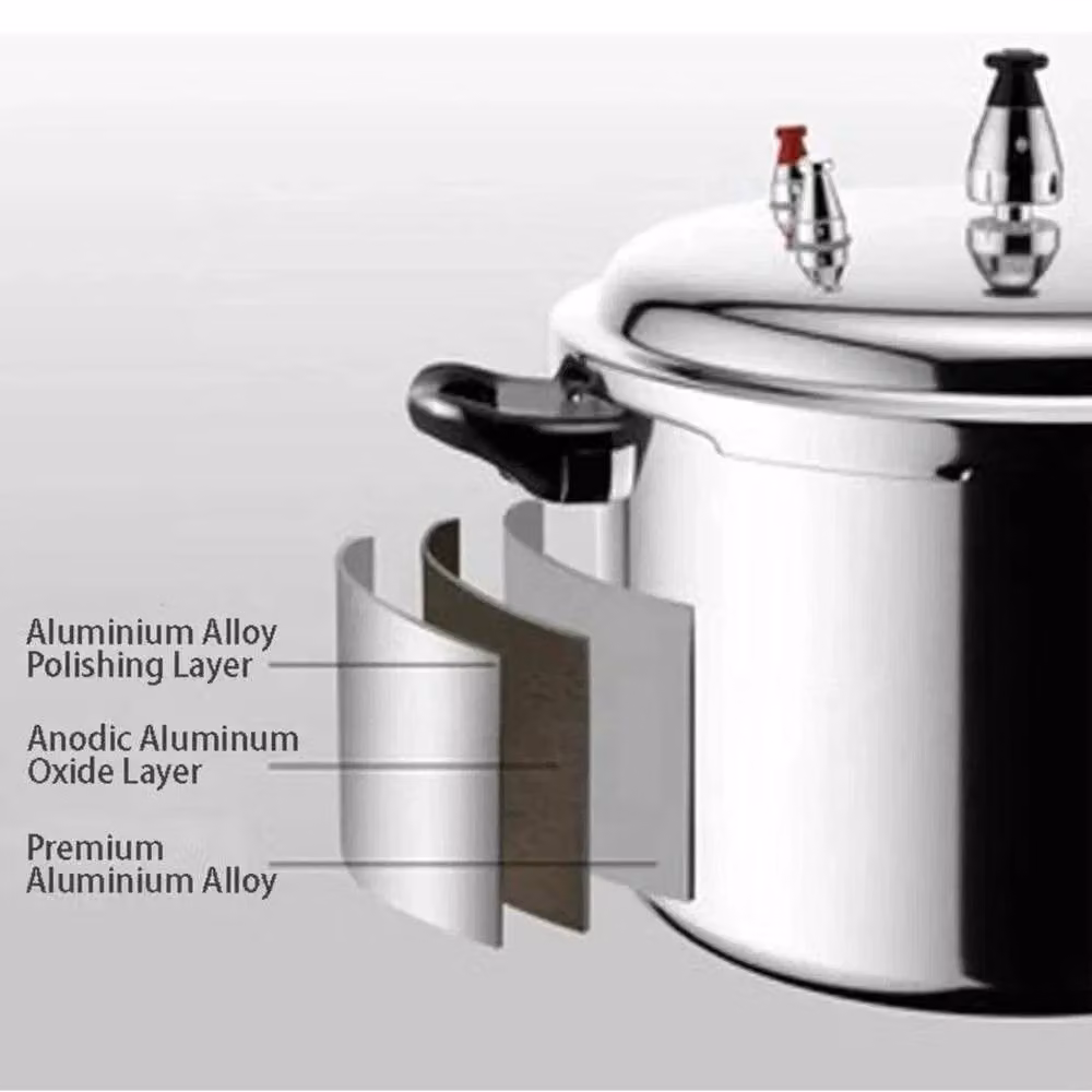 VOGREX Heavy-Duty Uncoated Aluminium Pressure Cooker in Silver – 2