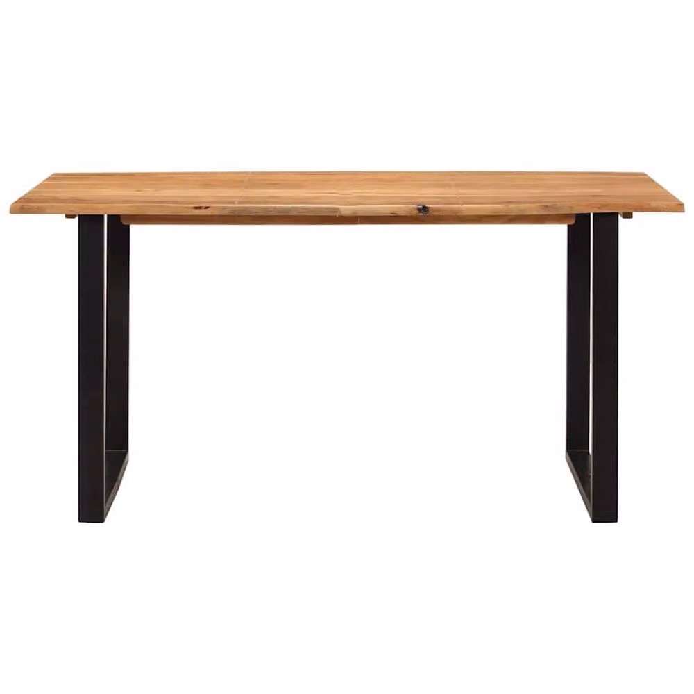 Berkfield Home Rectangular Dining Table in Brown Solid Acacia Wood with Sled Base, W: 154 cm, D: 80 cm, H: 76 cm – 3