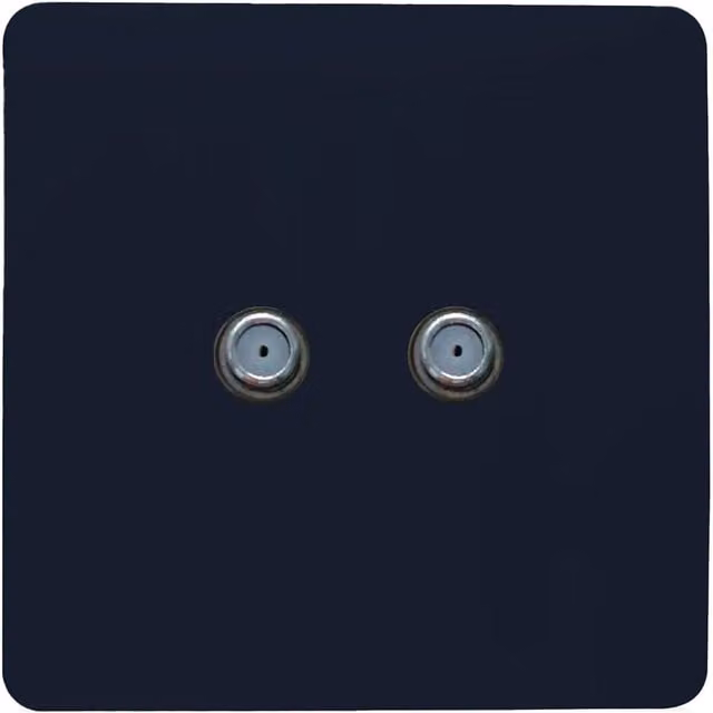 Trendi Switch 2 Gang Male F-Type Satellite Television Flush Socket in Blue