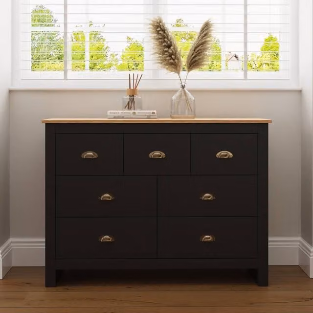 GFW Lancaster 7 Drawer Chest in Black Oak – 1