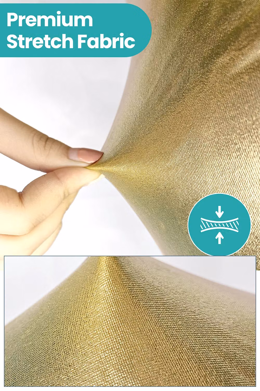 Neel Blue Pack of 10 Shiny Gold Stretchy Spandex Dining Chair Slipcovers