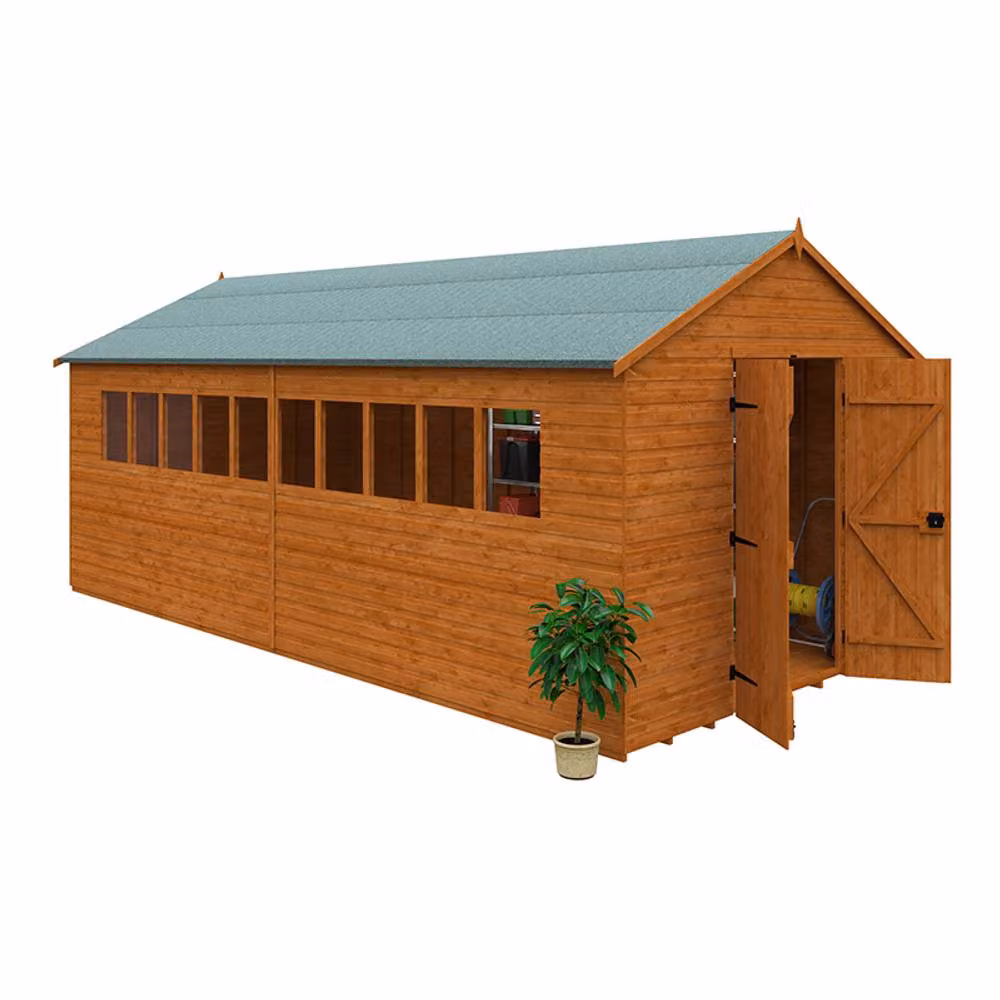 Buttercup Farm XL Workshop 12mm Wood Shed in Burnt Orange, W/D/H: 295 x 595 x 268.5 cm – 2