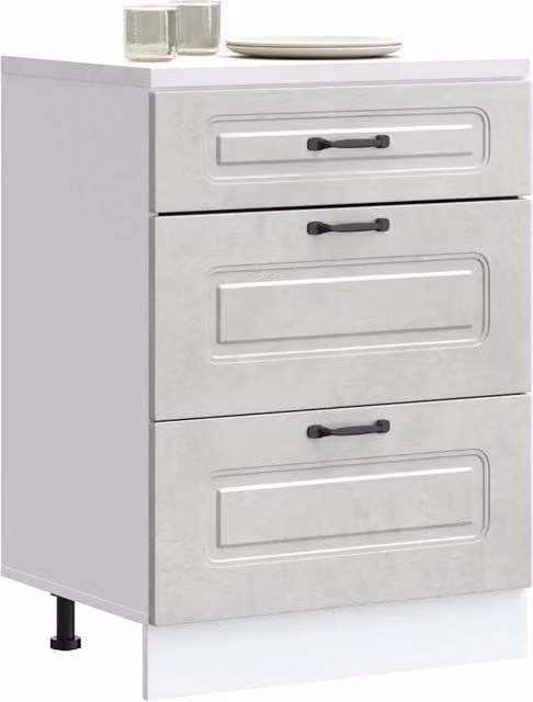 Berkfield Home Kalmar Kitchen Base Cabinet in Concrete Grey Matt Engineered Wood