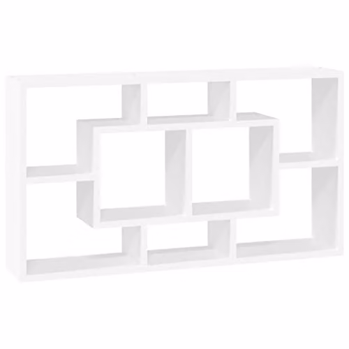 vidaXL Wall Mounted Cube Display Shelf with 8 Media Compartments in High Gloss White
