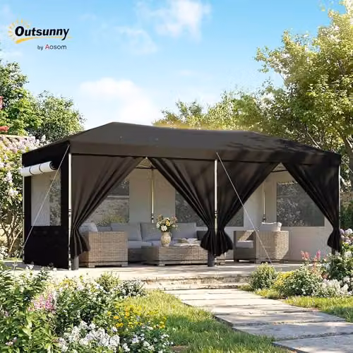 Outsunny Pop Up Gazebo with UPF 50+ Protection, Black, W: 300 cm, D: 300 cm, H: 285 cm – 2
