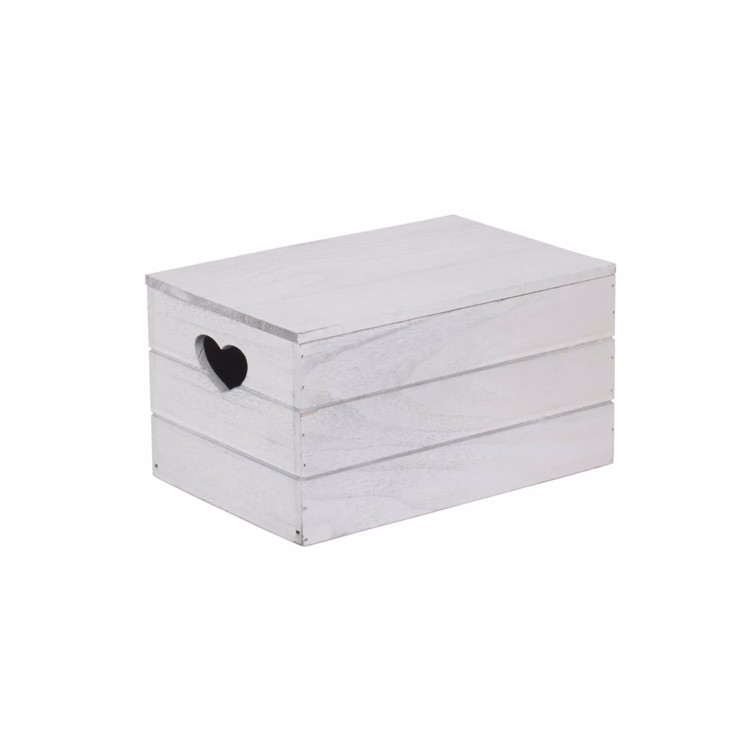 Red Hamper Vintage Effect Heart Cut Handle Wooden Lidded Storage Box in Grey, W/D/H: 35 x 18 x 25 cm – 2