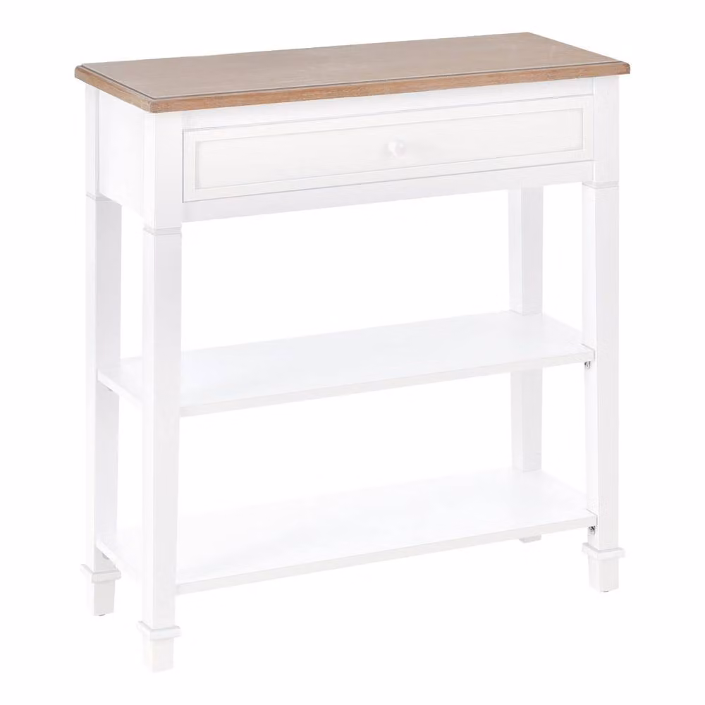 Wyld Haus Sacoso Retro Console Table with Drawer and Two Shelves in White, W/D/H: 75.6 x 27.5 x 80.5 cm – 2