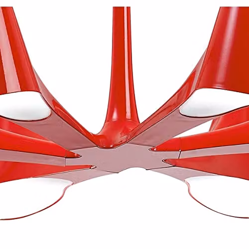 Mantra Fusion Ora Telescopic Convertible Semi Flush Ceiling Light with 6 E27 CFL Lamps in Gloss Red, White and Polished Chrome – 2