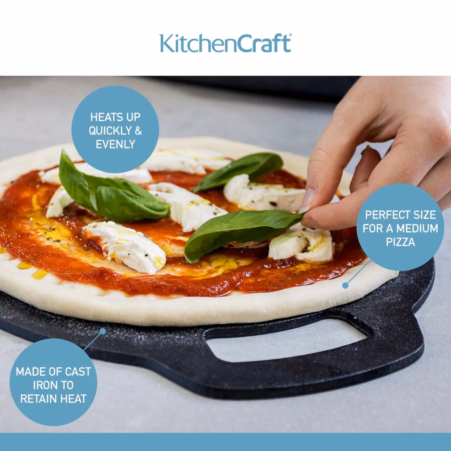 KitchenCraft Cast Iron Black Steel Baking Stone, 27 cm, Black – 9