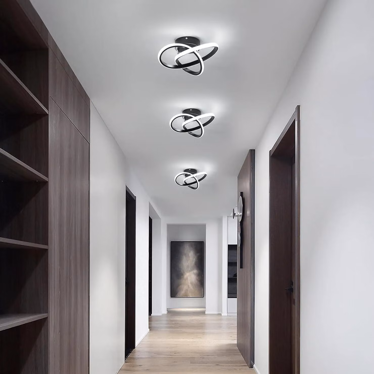 COMELY Modern LED Ring Design Ceiling Light, 30W, Black – 4