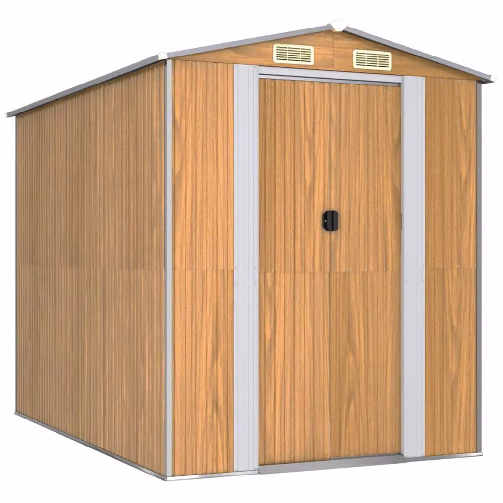 Berkfield Home Garden Shed in Light Brown, Galvanised Steel with Sliding Doors and Side Vent, W/D/H: 192 x 274 x 223 cm – 2