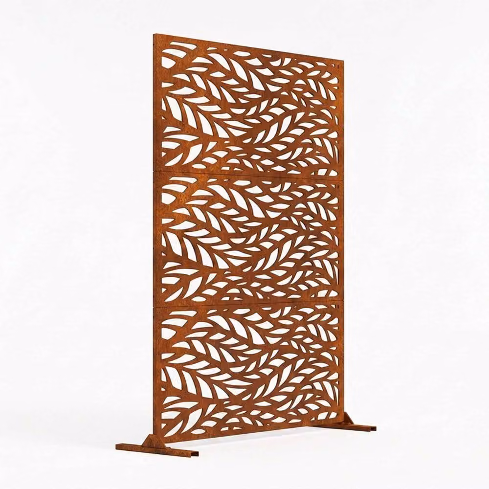 Nicoman Metal Leaf Pattern Privacy Screen in Bronze, W/H: 90 x 180 cm – 2