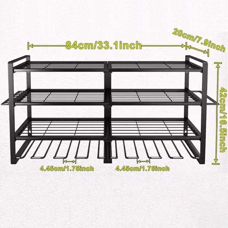 NESTLUNE Black Metal Wall Mounted Power Tool and Drill Holder Organizer, W: 520 cm, H: 52 cm, D: 42 cm