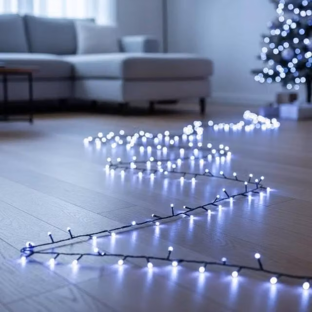 Garden Greatness 200 LED Multi Function Cool White String Lights in Black