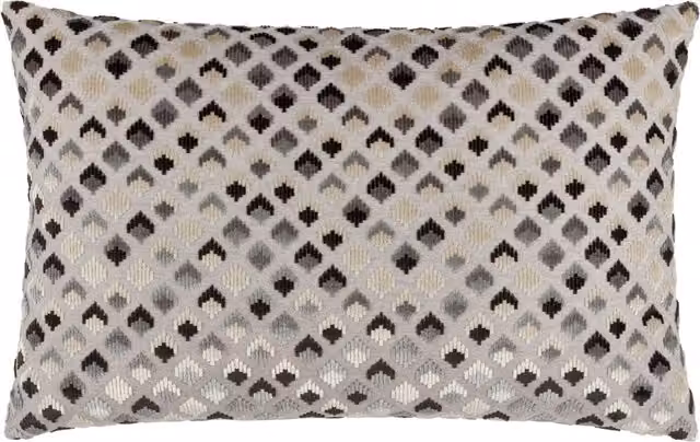 Make It A Home Lexington Velvet Jacquard Rectangular Cushion in Grey and Black