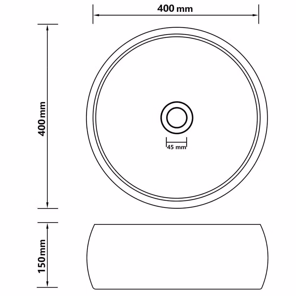 Berkfield Home Luxury Round Ceramic Wash Basin in Matt Dark Brown, W: 40 cm, H: 15 cm – 4