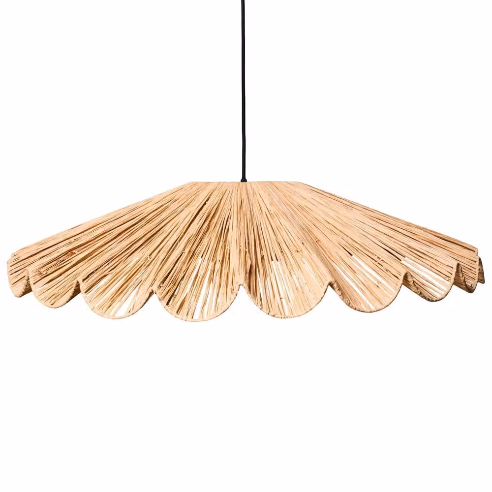 Wyld and Coco Boho Raffia and Rattan Pendant Lamp in Natural Beige – 2