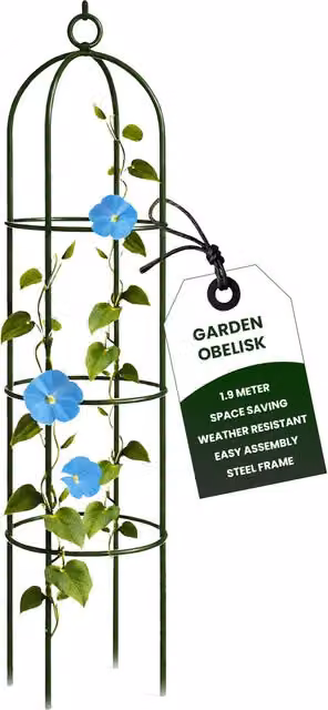 MantraRaj Black Metal Garden Obelisk Support for Plants and Flowers, H 190 cm x W 40 cm x D 40 cm