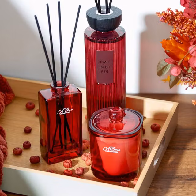 True Aroma Lost In Cherry Scented Tabletop Candle in Red Glass