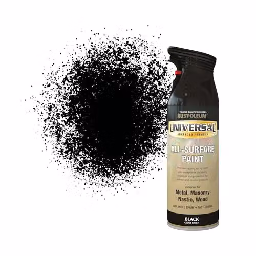 Rust-Oleum Universal Spray Paint, Gloss Black, 400ml – 1
