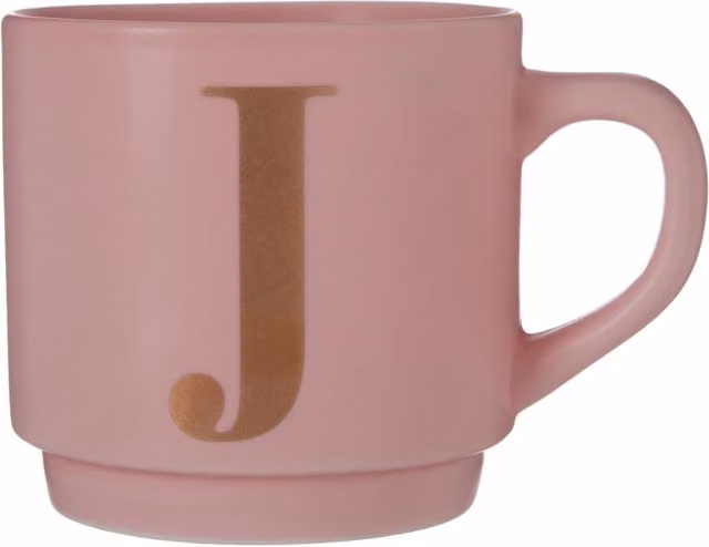 Orsina Pink and Gold Monogram Porcelain Mug