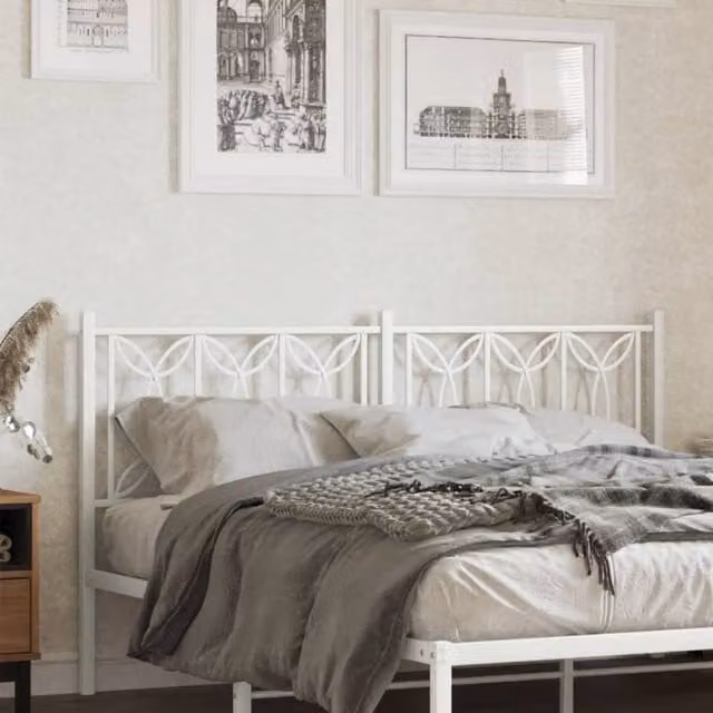 Berkfield Home Classic Metal Headboard in White, 160 cm – 1