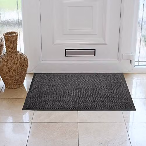 JVL Grey and Black Heavy Duty Dirt Repellent Barrier Door Floor Mat, W: 60 cm, D: 80 cm – 2