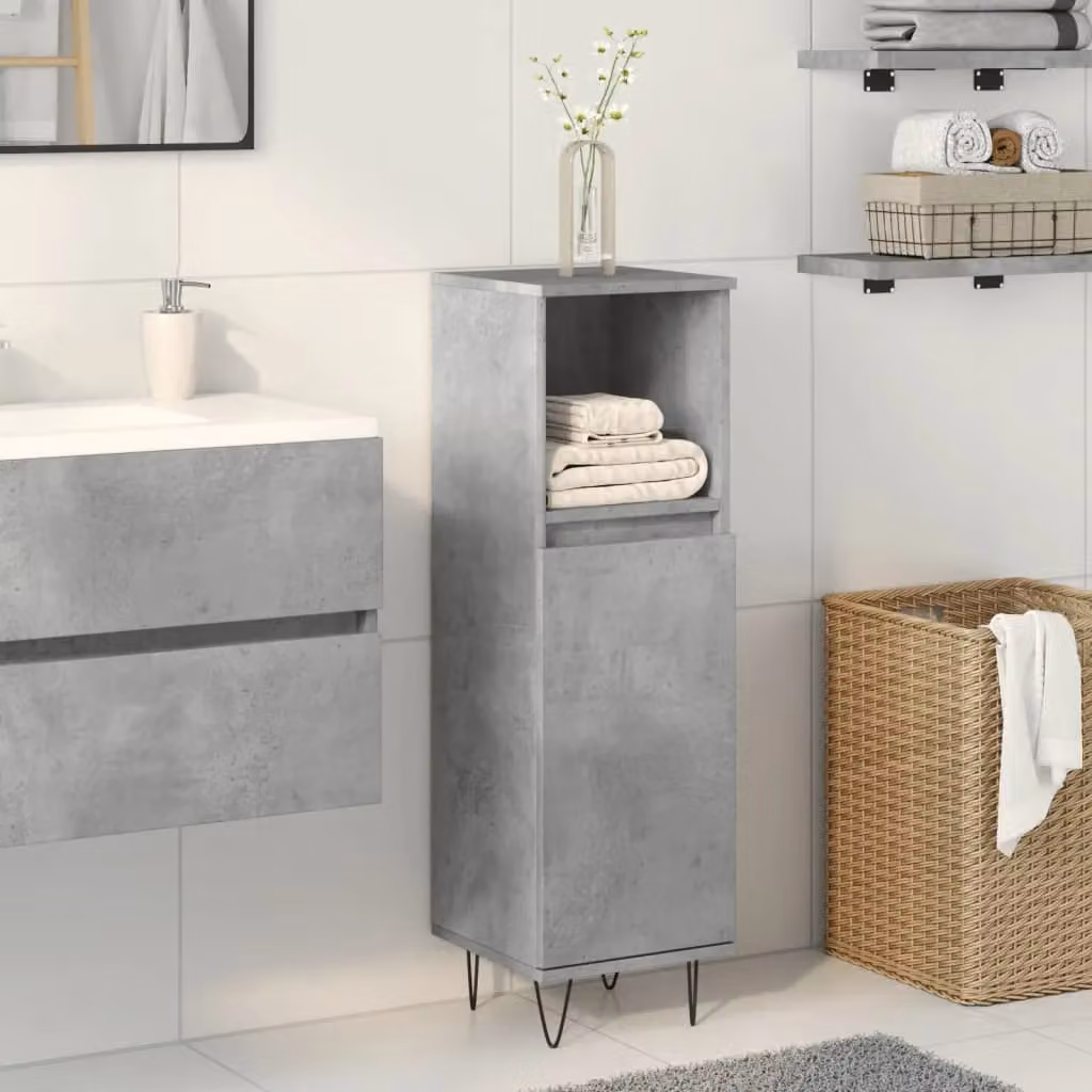 Berkfield Home Industrial Bathroom Cabinet in Concrete Grey, W/D/H: 30 x 30 x 100 cm – 3