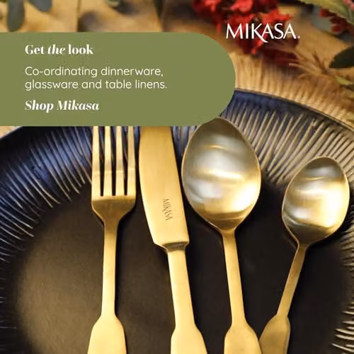 Mikasa Soho Gold Coated 16 Piece Stainless Steel Cutlery Set for 4 Adults – 4
