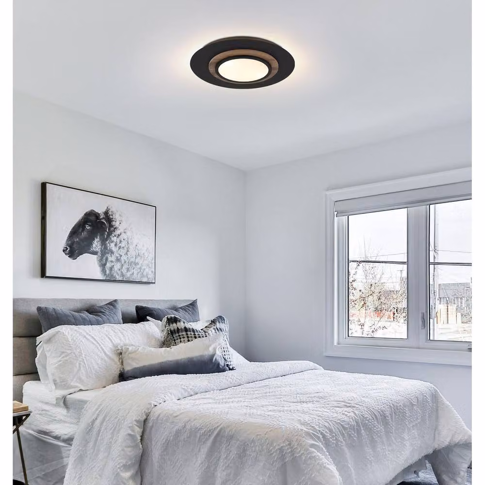 Netlighting Kory Semi Flush Ceiling Light in Matt Black with Warm White LED – 2