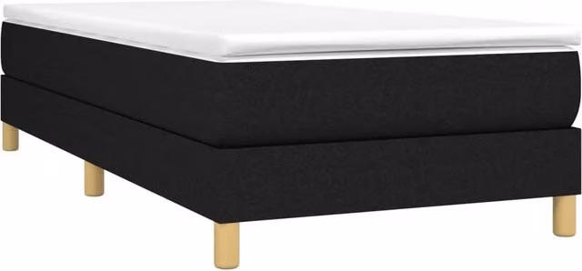 Berkfield Home Single Fabric Box Spring Bed Frame, Black, W/D/H: 90 x 190 x 25 cm – 1