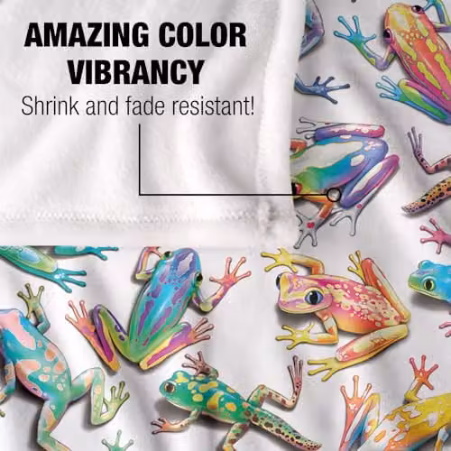 JQ Licensing Royce Mcclure Sticky Fingers Frog Pattern Super Soft Cuddly Fleece Blanket, Multicolour, W/D/H: 91 x 147 cm – 2