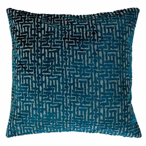 Paoletti Delphi Square Velvet Cushion in Petrol Blue, W/D/H: 45 x 45 x 45 cm