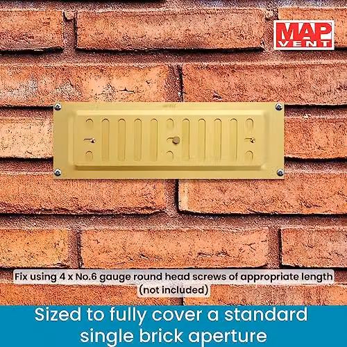 Map Gold Aluminium Adjustable Hit and Miss Air Vent Grille, W: 22.9 cm, H: 7.6 cm – 2