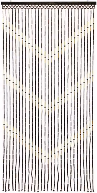 JVL Brown Bamboo Beaded Door Curtain with Down Arrow Design, H 180 cm x W 90 cm
