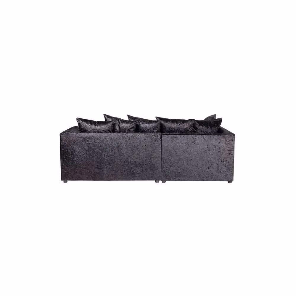 LUXURY LIFE Declan Right Hand Facing L-Shape Corner Sofa in Black Crushed Velvet Fabric – 2